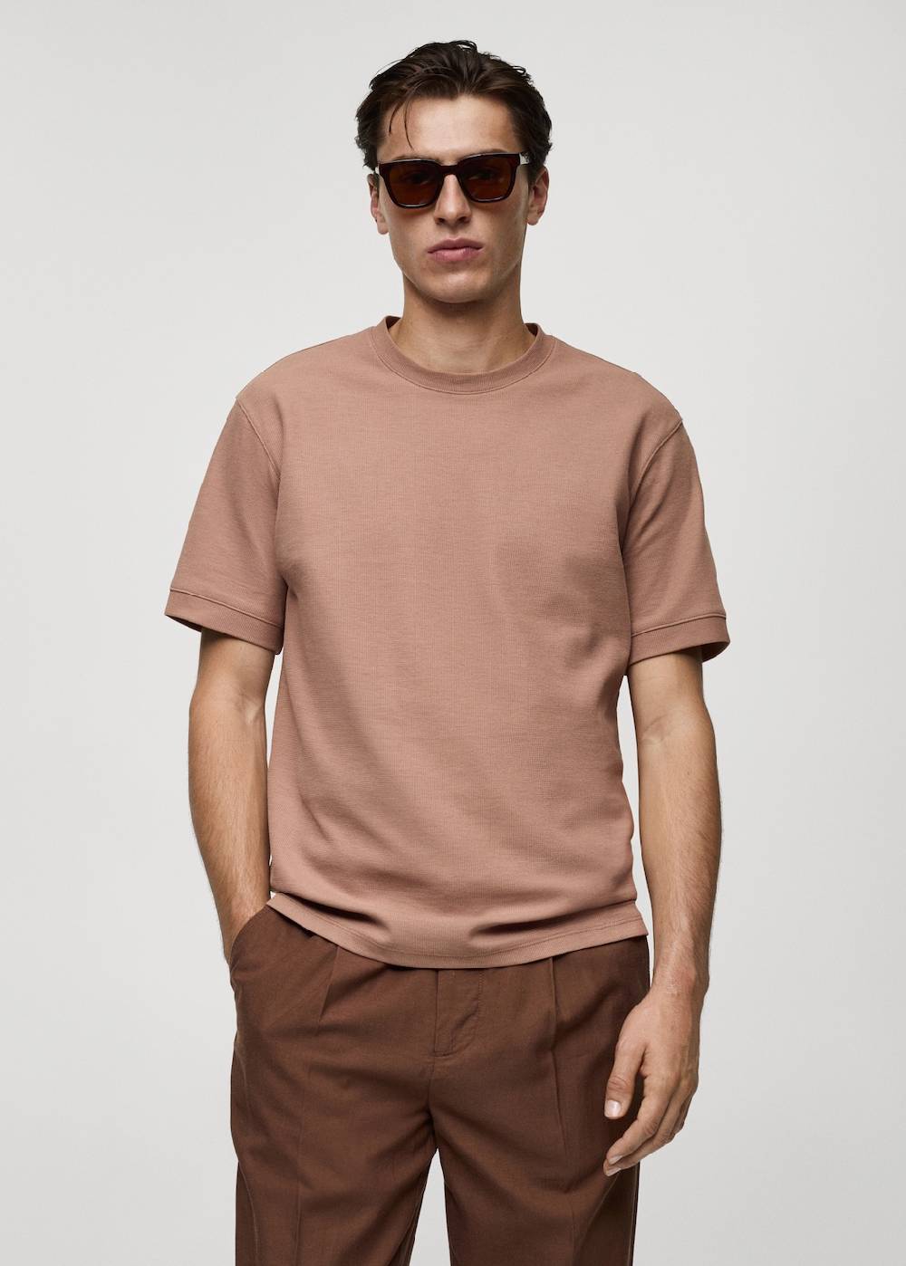 Mango Strukturiertes Regular-Fit-T-Shirt