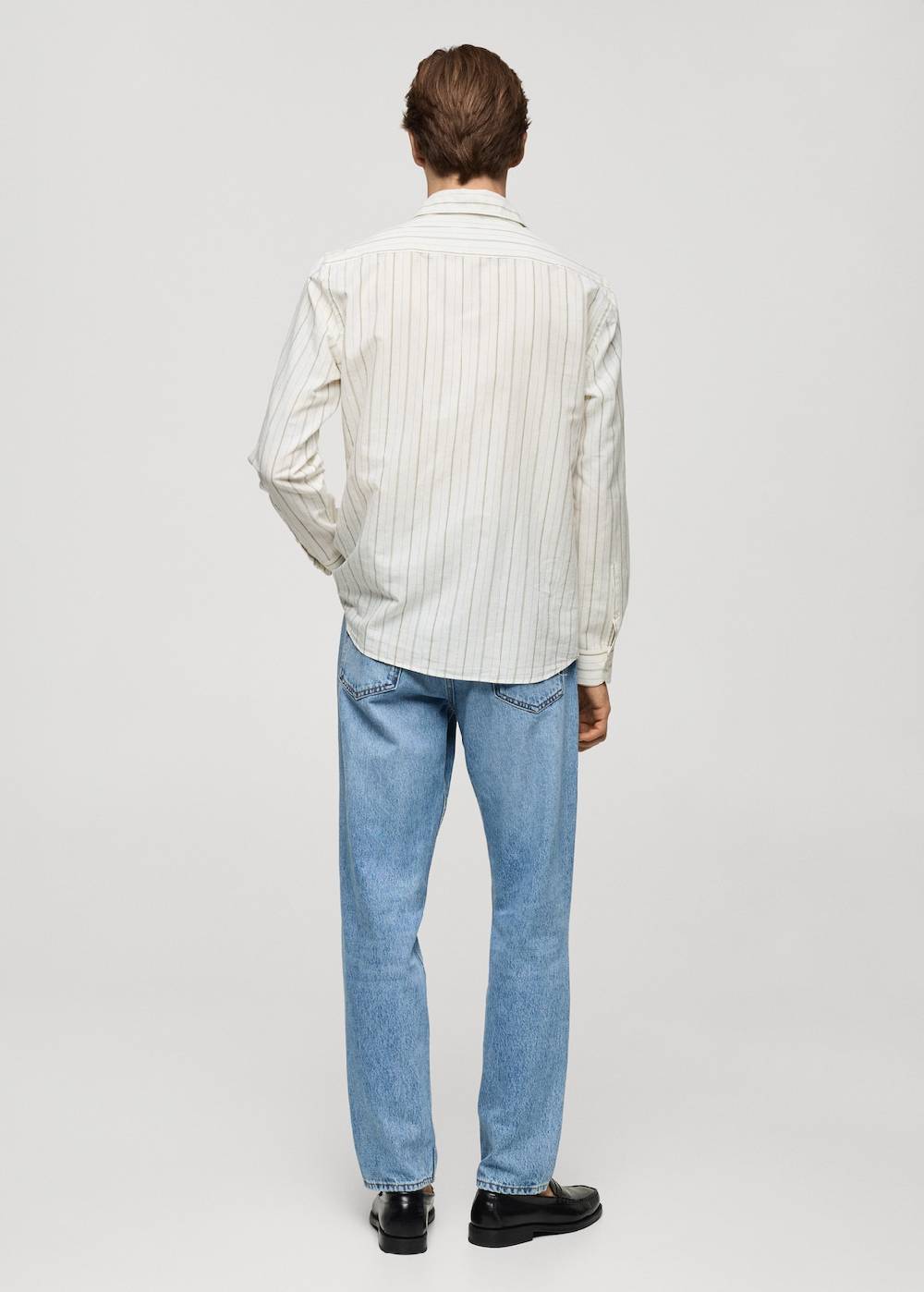 Mango Gestreiftes Regular-Fit-Hemd aus Leinen mit Baumwolle Neueste Mode