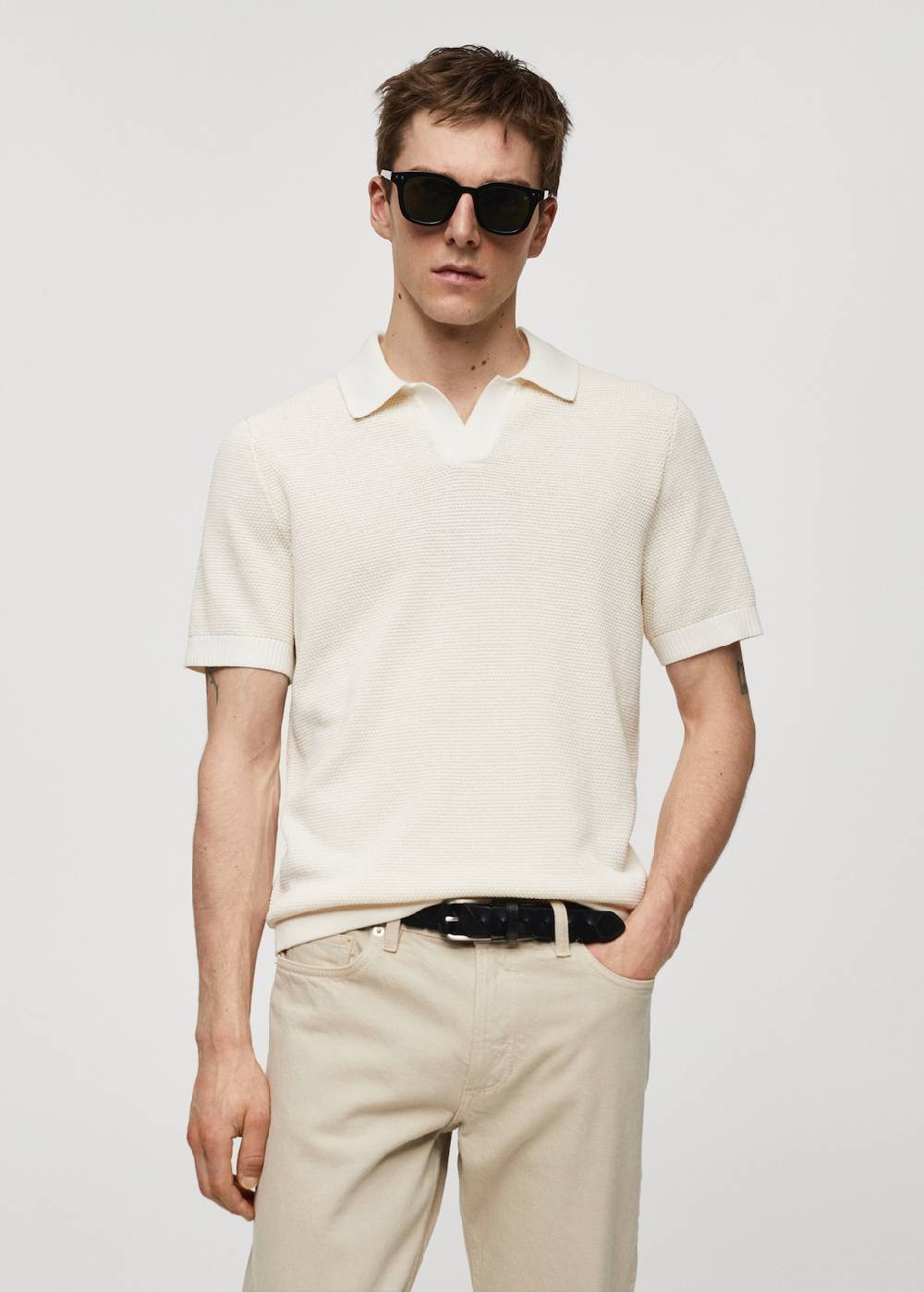 Mango Strukturiertes Strick-Poloshirt Online Outlet
