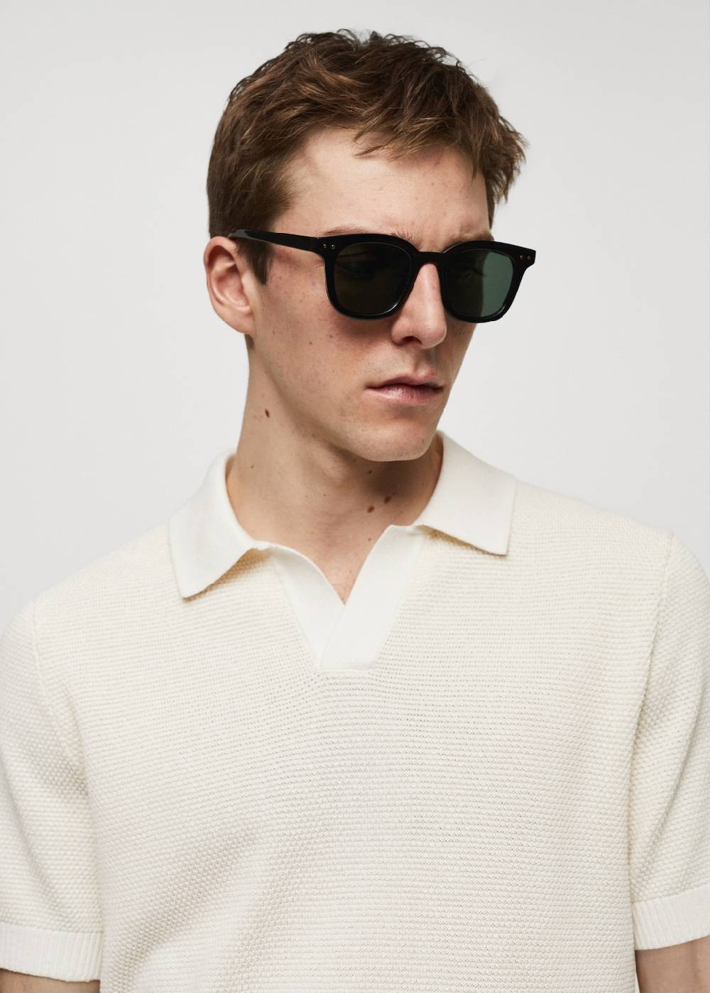 Mango Strukturiertes Strick-Poloshirt Online Outlet