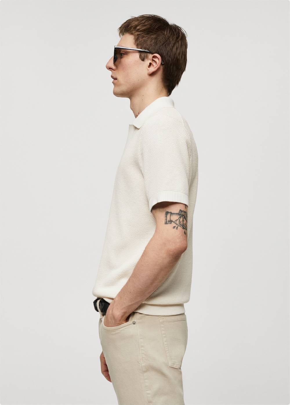 Mango Strukturiertes Strick-Poloshirt Online Outlet
