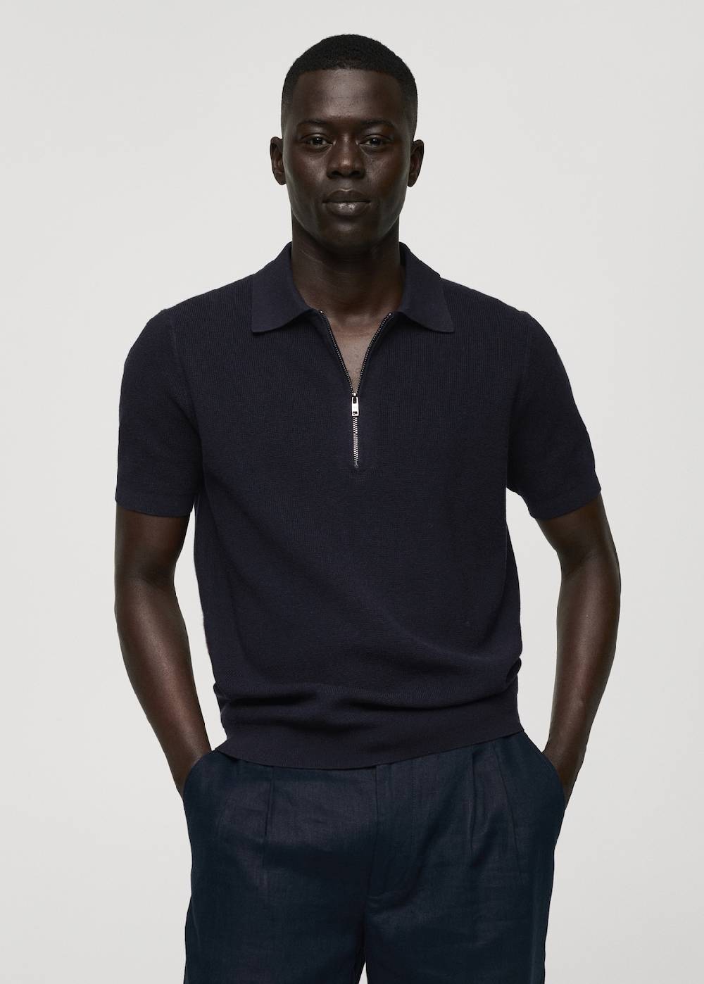 Mango Strick-Poloshirt mit Reißverschluss