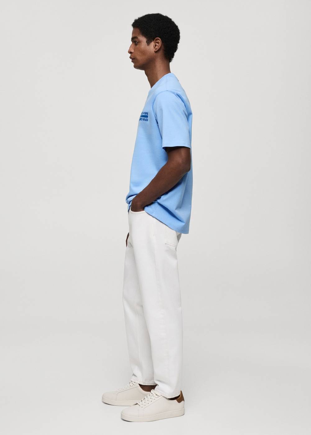 Mango Gemustertes T-Shirt aus 100 % Baumwolle Rabatt