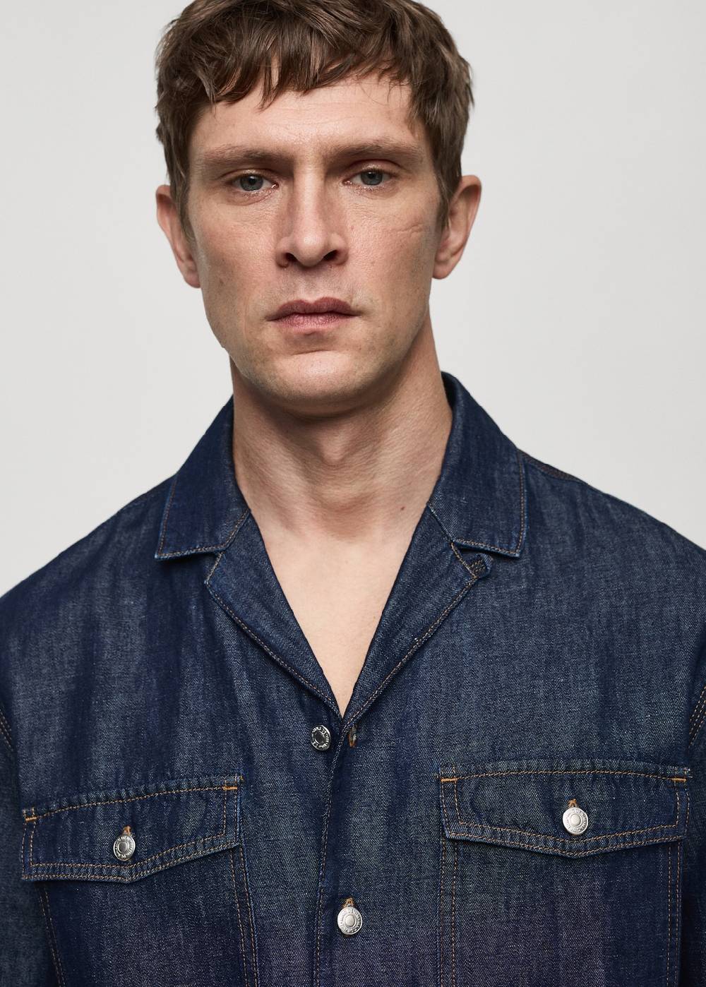 Mango Jeanshemd aus Baumwolle mit Leinen Flash Sale