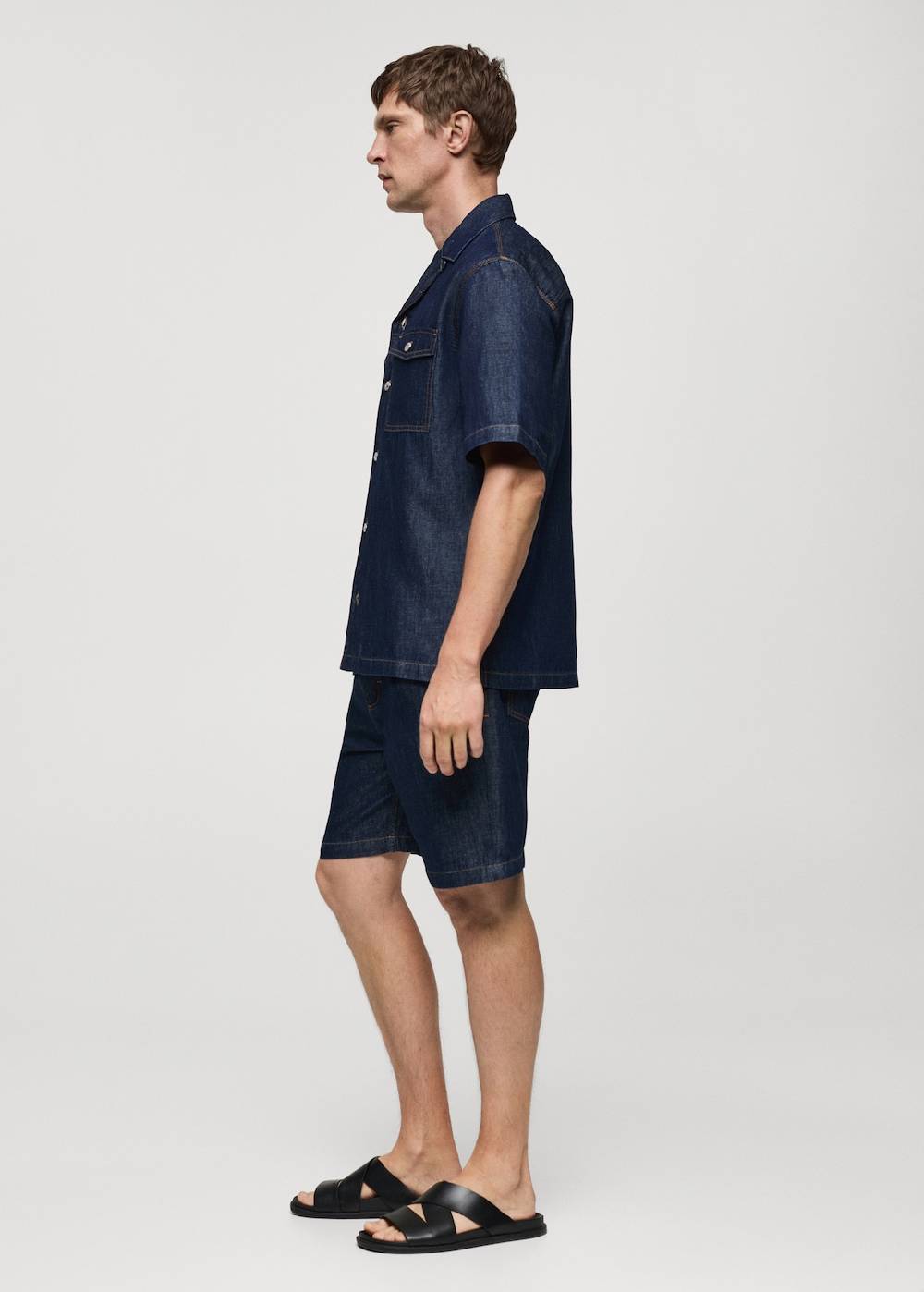 Mango Jeanshemd aus Baumwolle mit Leinen Flash Sale