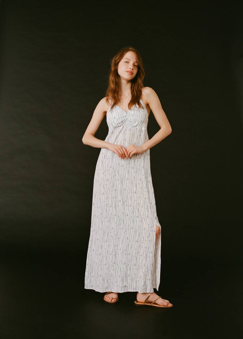 Mango Langes, bedrucktes Kleid Lagerräumung