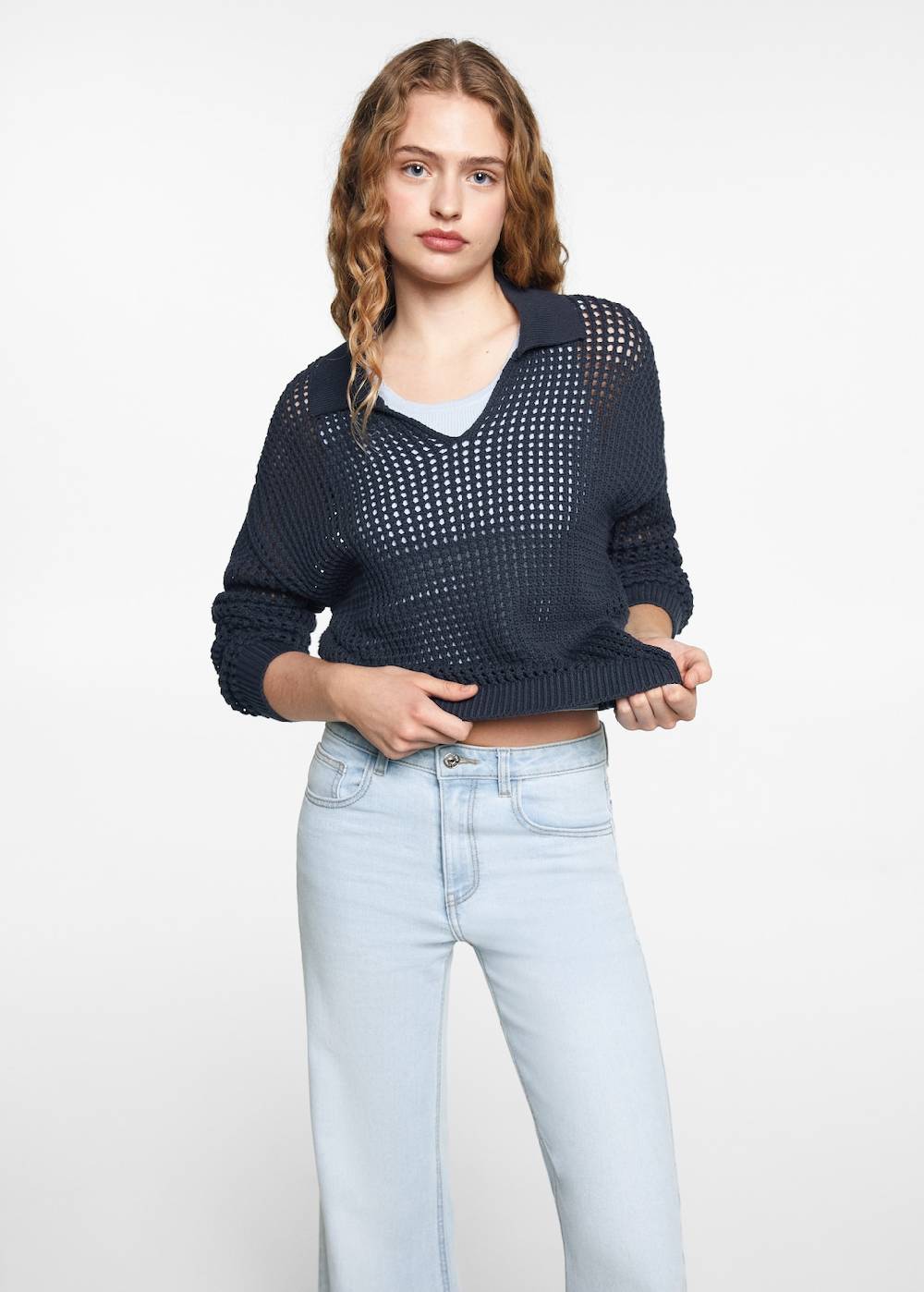 Mango Wideleg-Jeans mit mittlerer Bundhöhe Heißer Verkauf