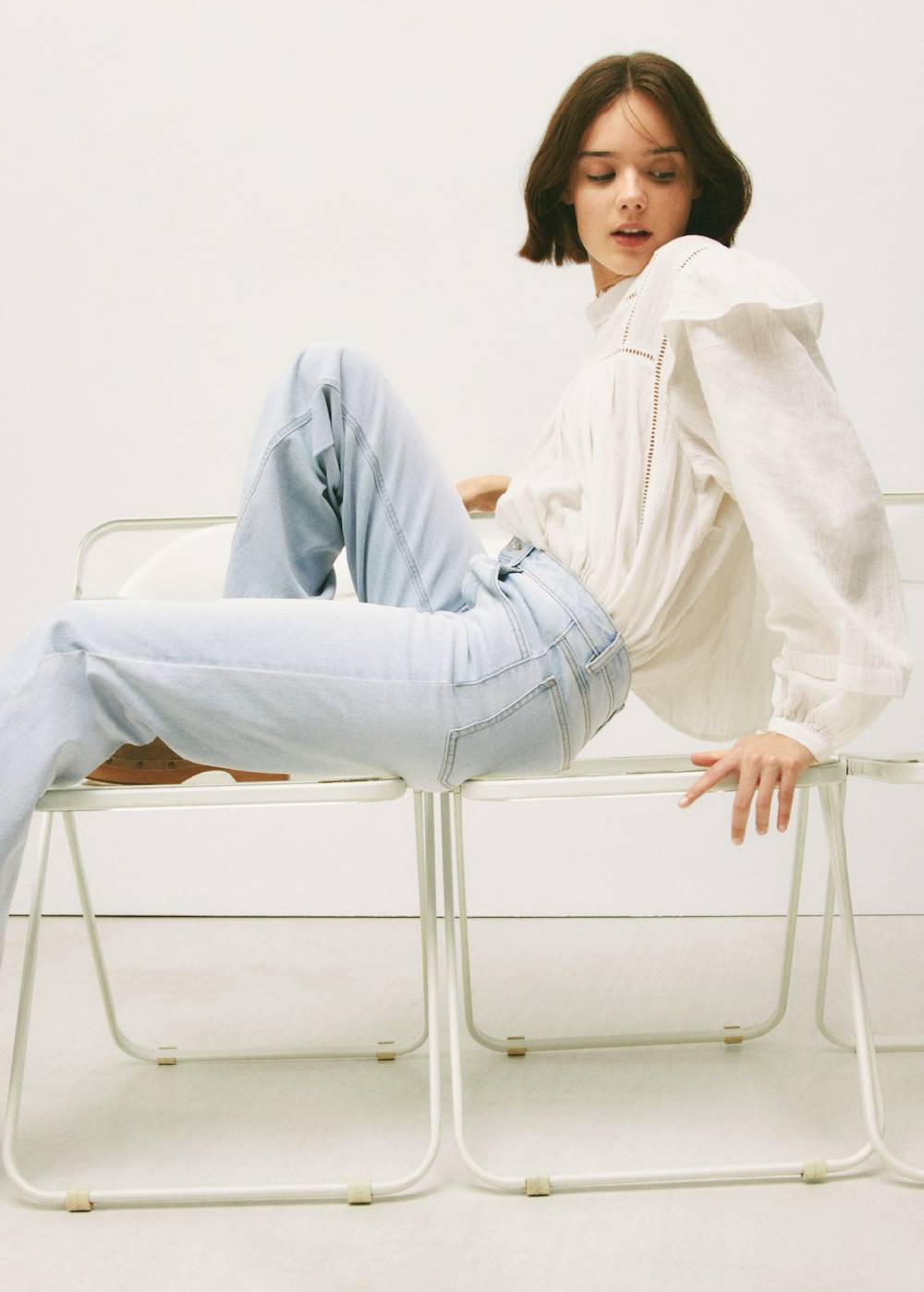 Mango Wideleg-Jeans mit mittlerer Bundhöhe Heißer Verkauf