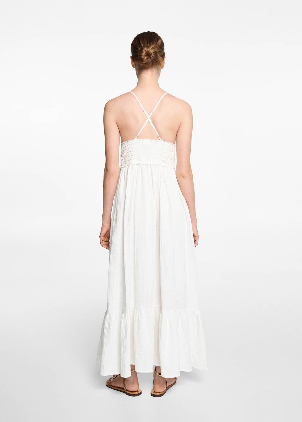 Mango Maxi-Kleid mit besticktem Volant Bestseller