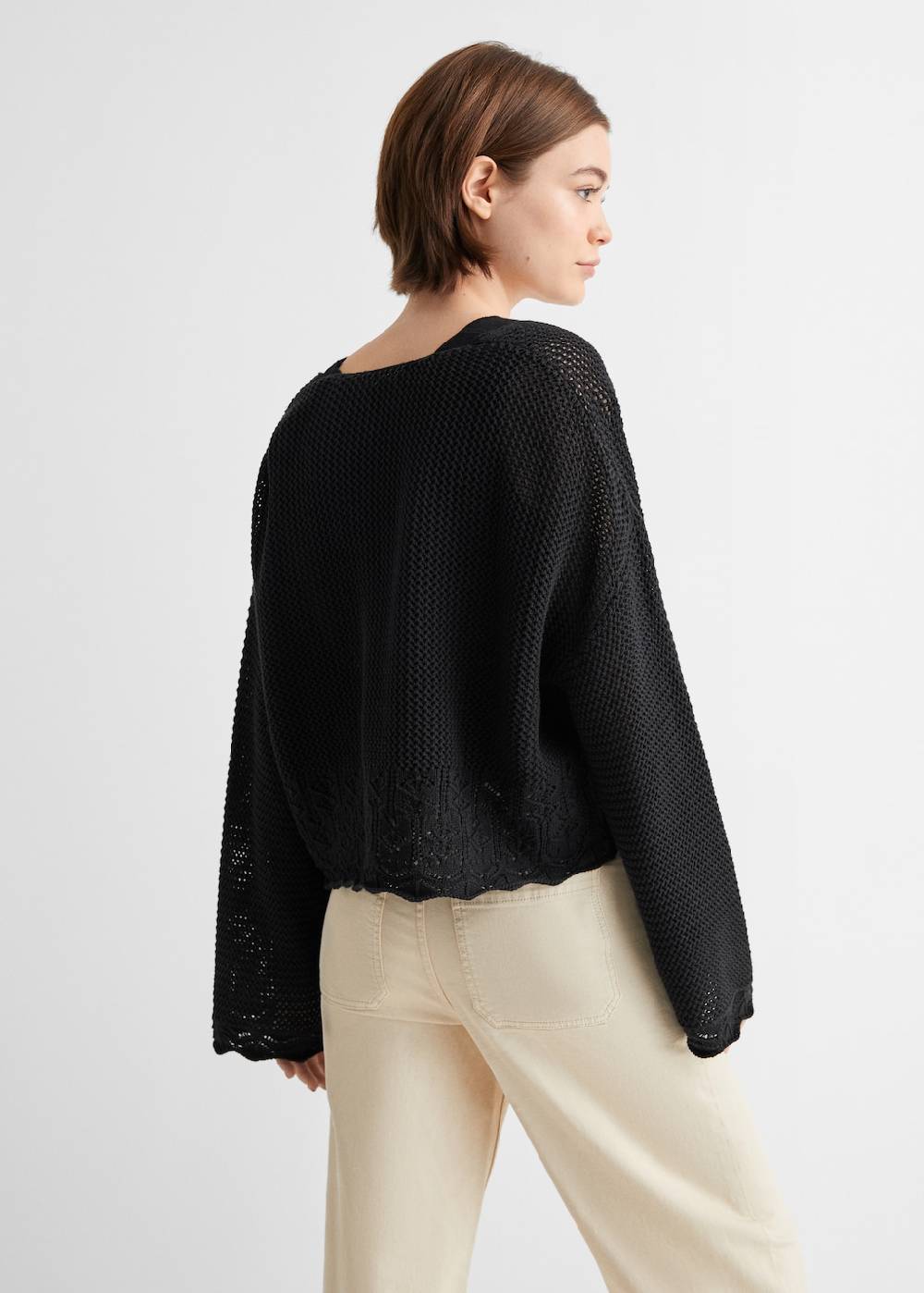 Mango Lochstrickpullover mit V-Ausschnitt Tägliche Deals