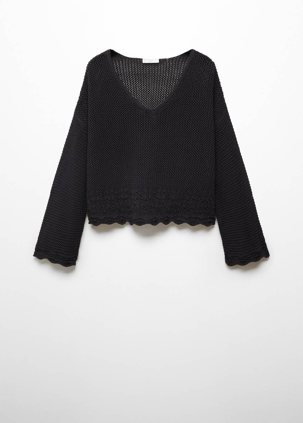 Mango Lochstrickpullover mit V-Ausschnitt Tägliche Deals