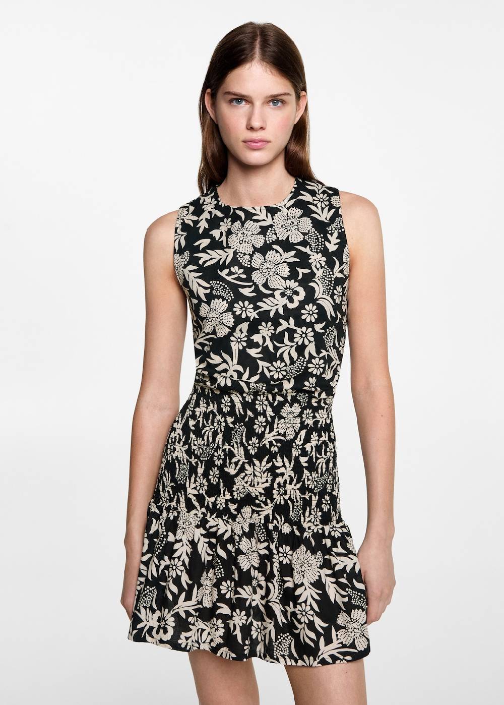 Mango Florales Kleid mit Raffdetails