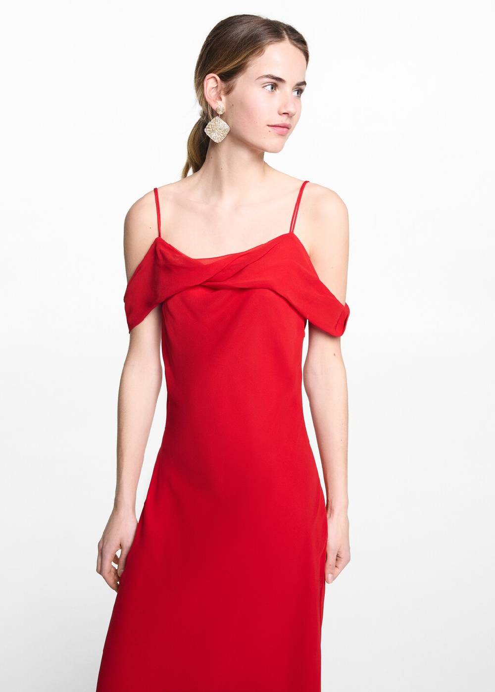 Mango Schulterfreies Midikleid