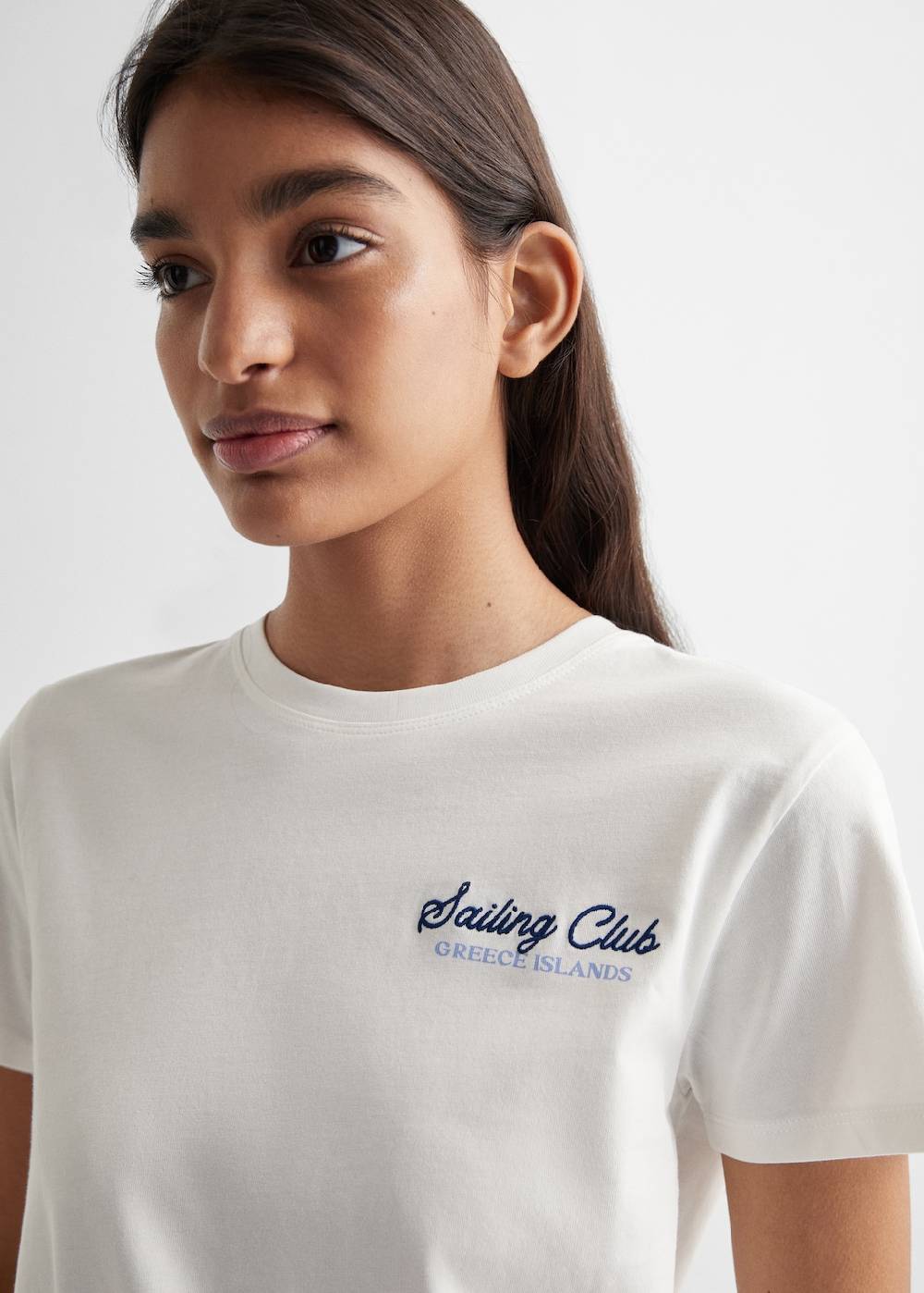 Mango T-Shirt mit gestickter Aufschrift Kostenloser Versand international