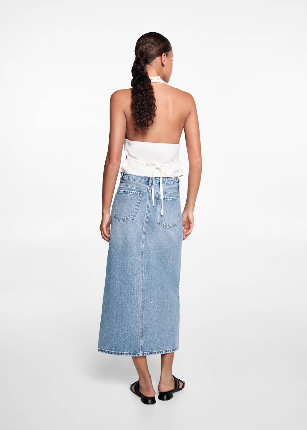 Mango Jeansrock mit Schlitz Im Verkauf