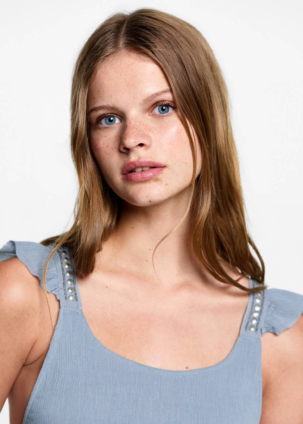 Mango Baumwoll-Top mit Raffdetails 2025