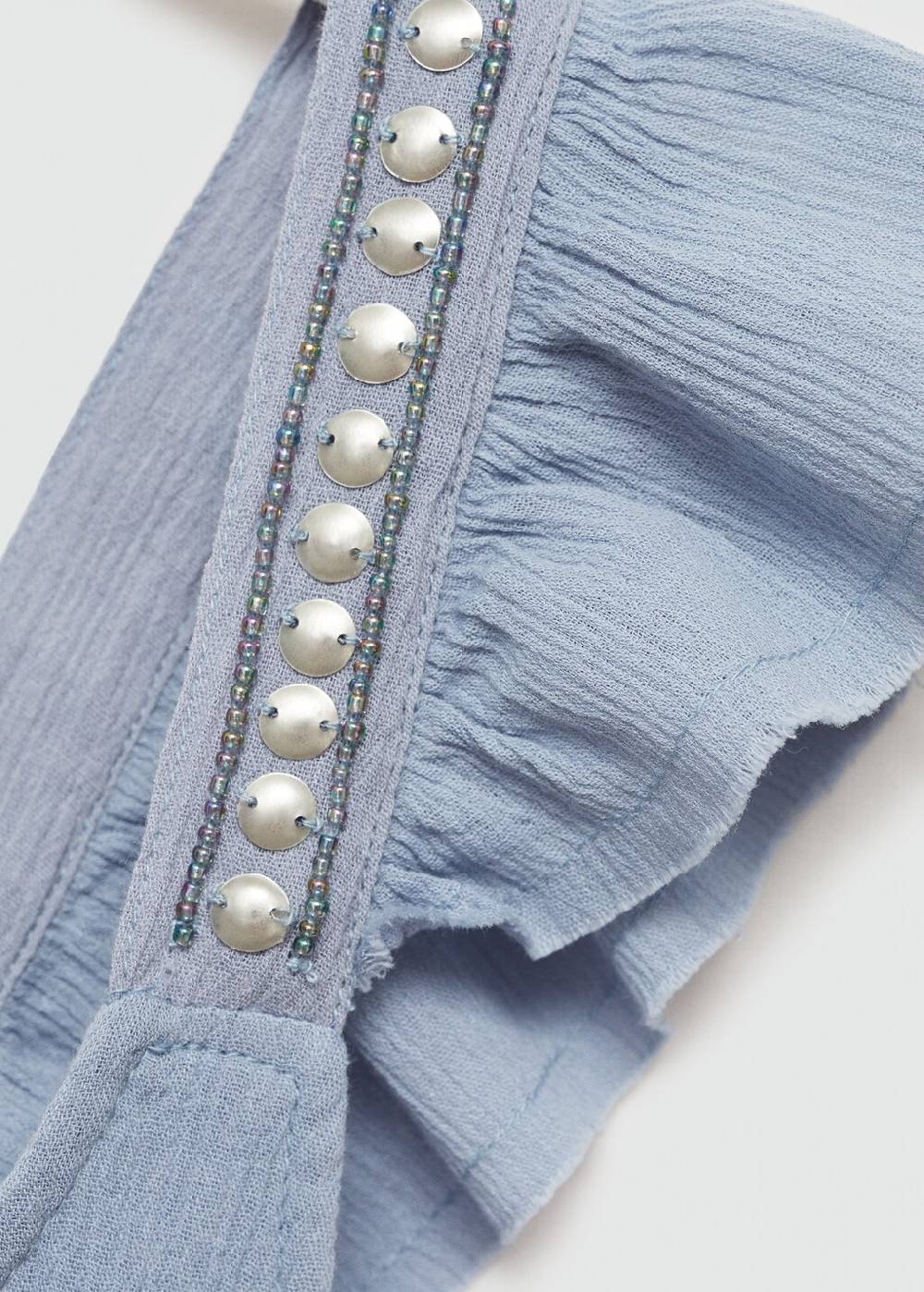 Mango Baumwoll-Top mit Raffdetails 2025