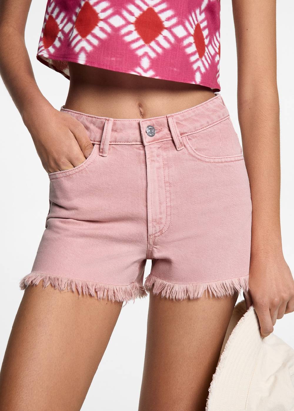 Mango Jeansshorts mit ausgefranstem Saum Rabatt