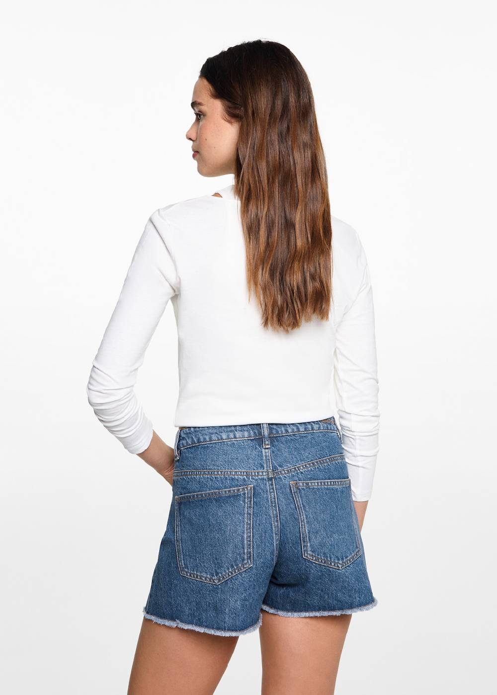 Mango Jeansshorts mit ausgefranstem Saum Günstig kaufen