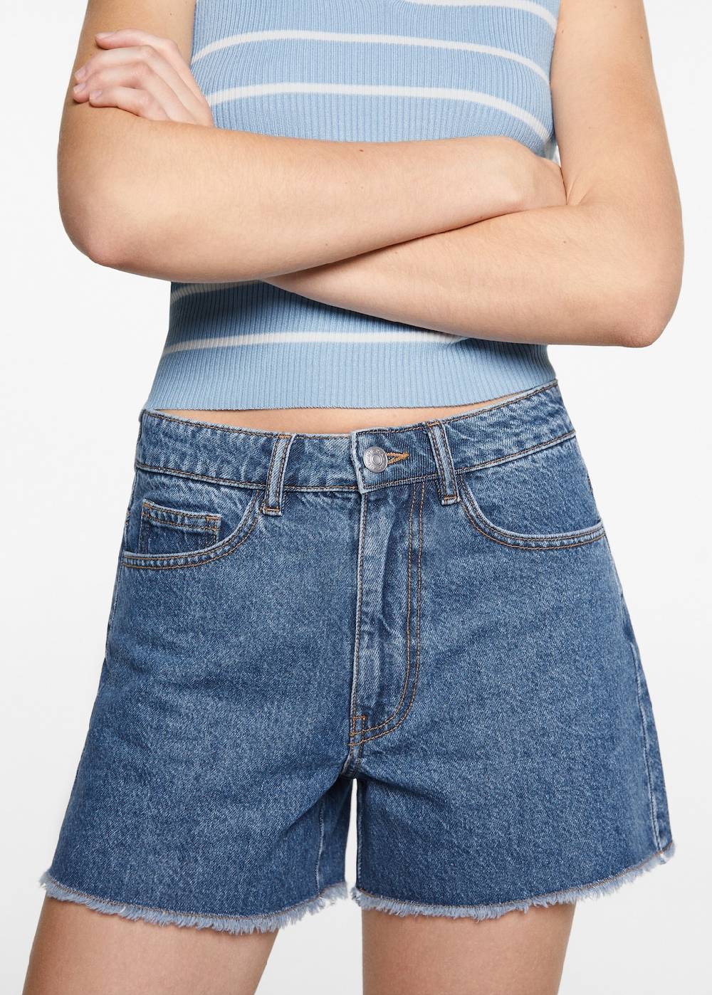 Mango Jeansshorts mit ausgefranstem Saum Günstig kaufen