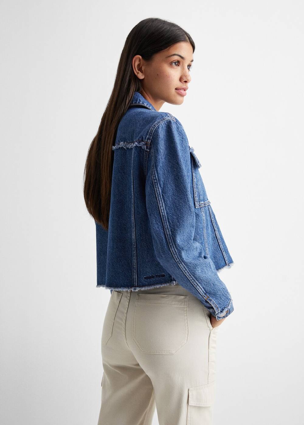 Mango Jeansjacke mit Taschen Flash Sale