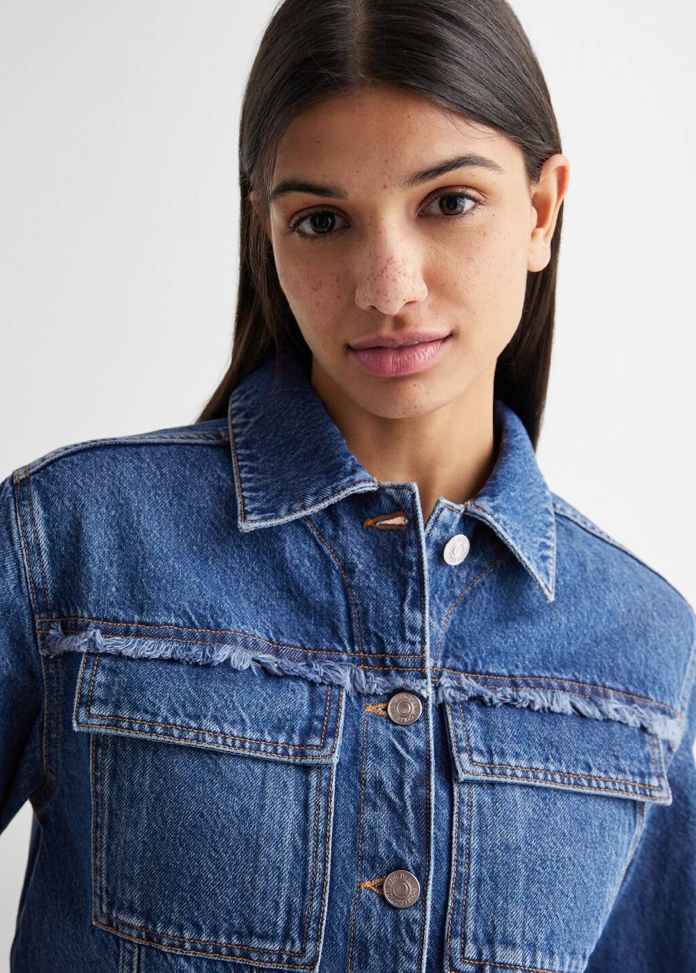 Mango Jeansjacke mit Taschen Flash Sale