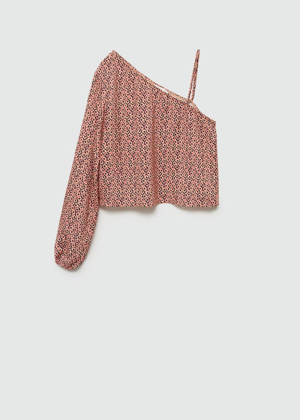 Mango Asymmetrische Bluse mit Motiv Vatertagsangebot