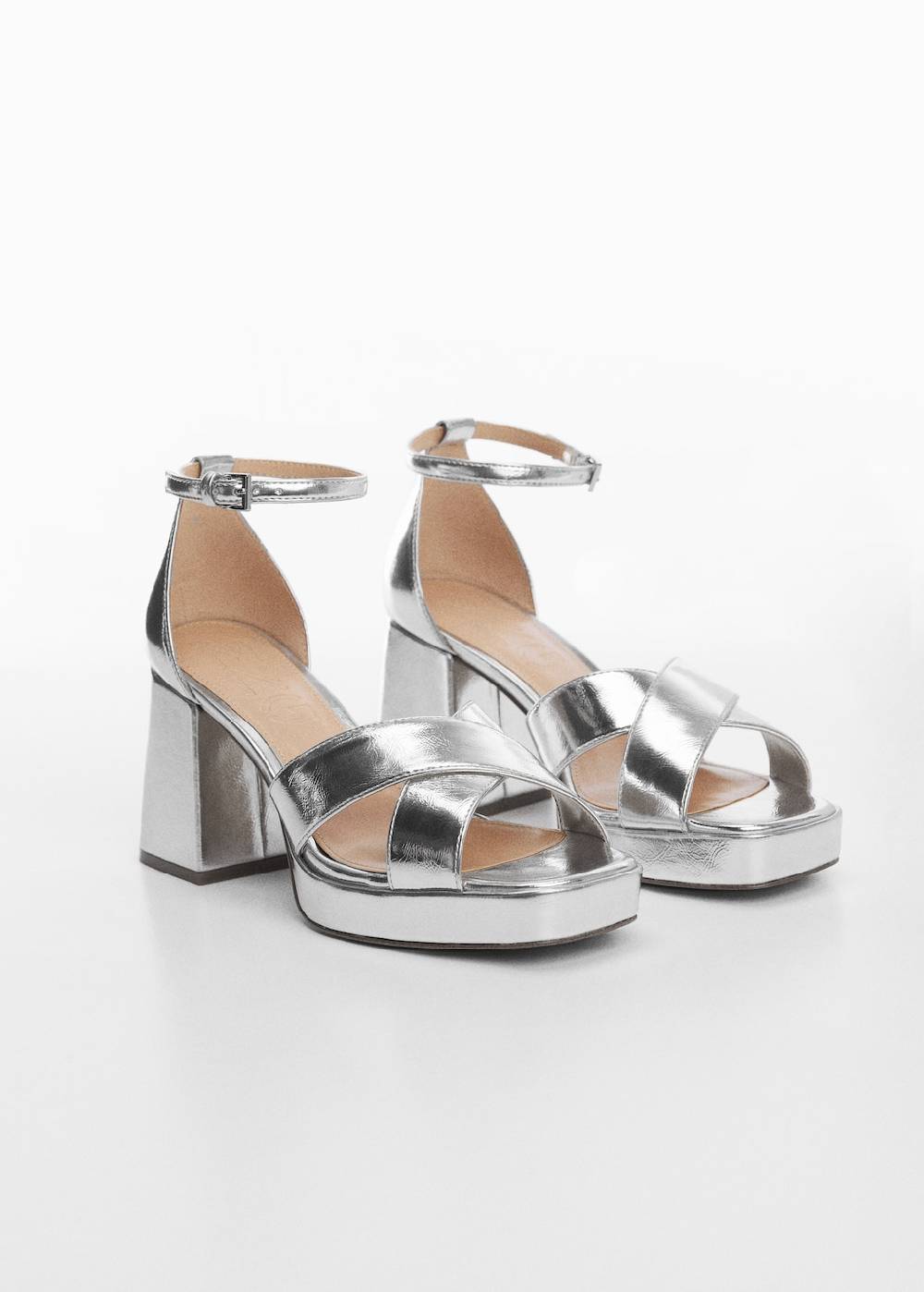 Mango Metallic-Sandale mit Absatz