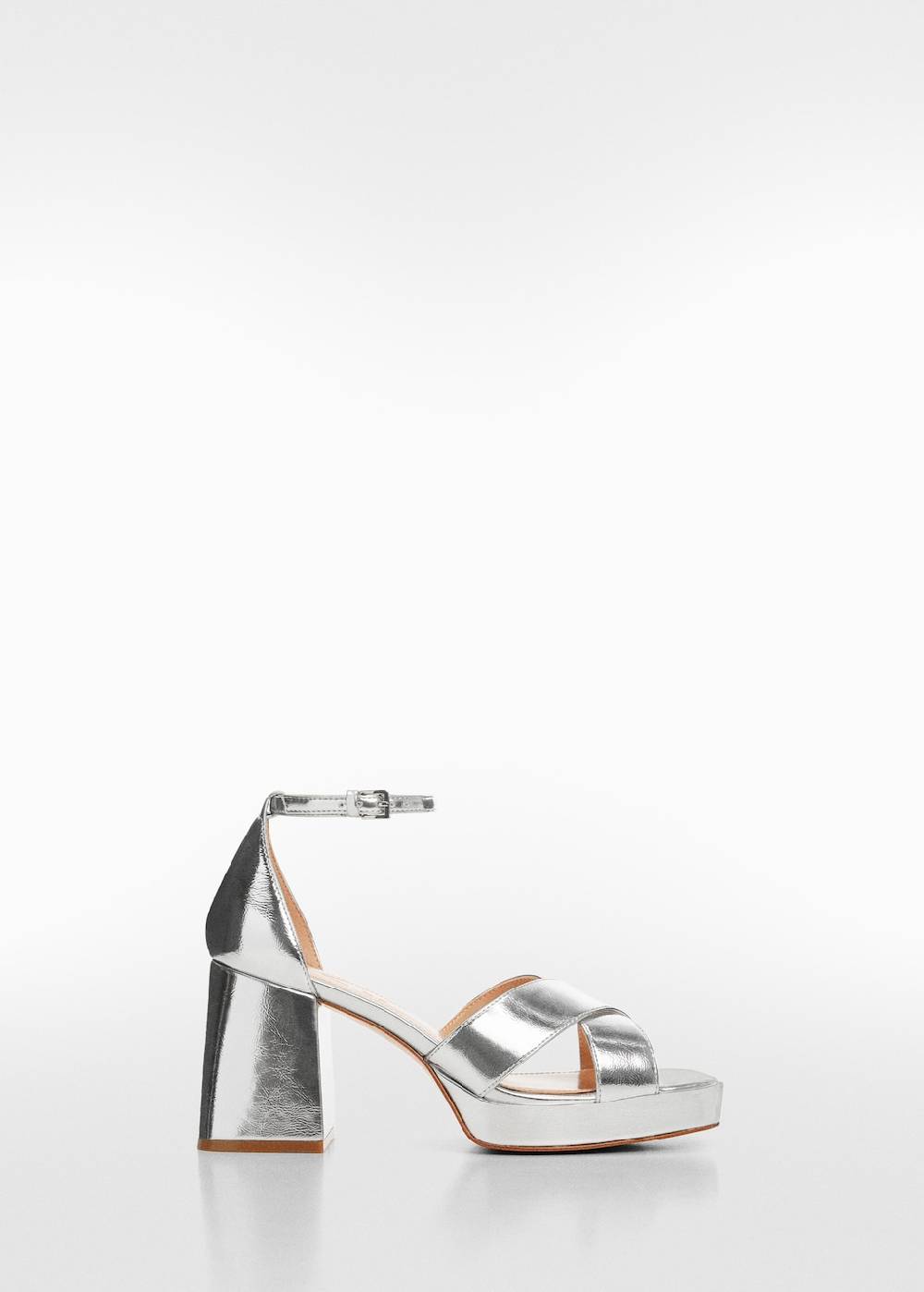 Mango Metallic-Sandale mit Absatz Top Angebot