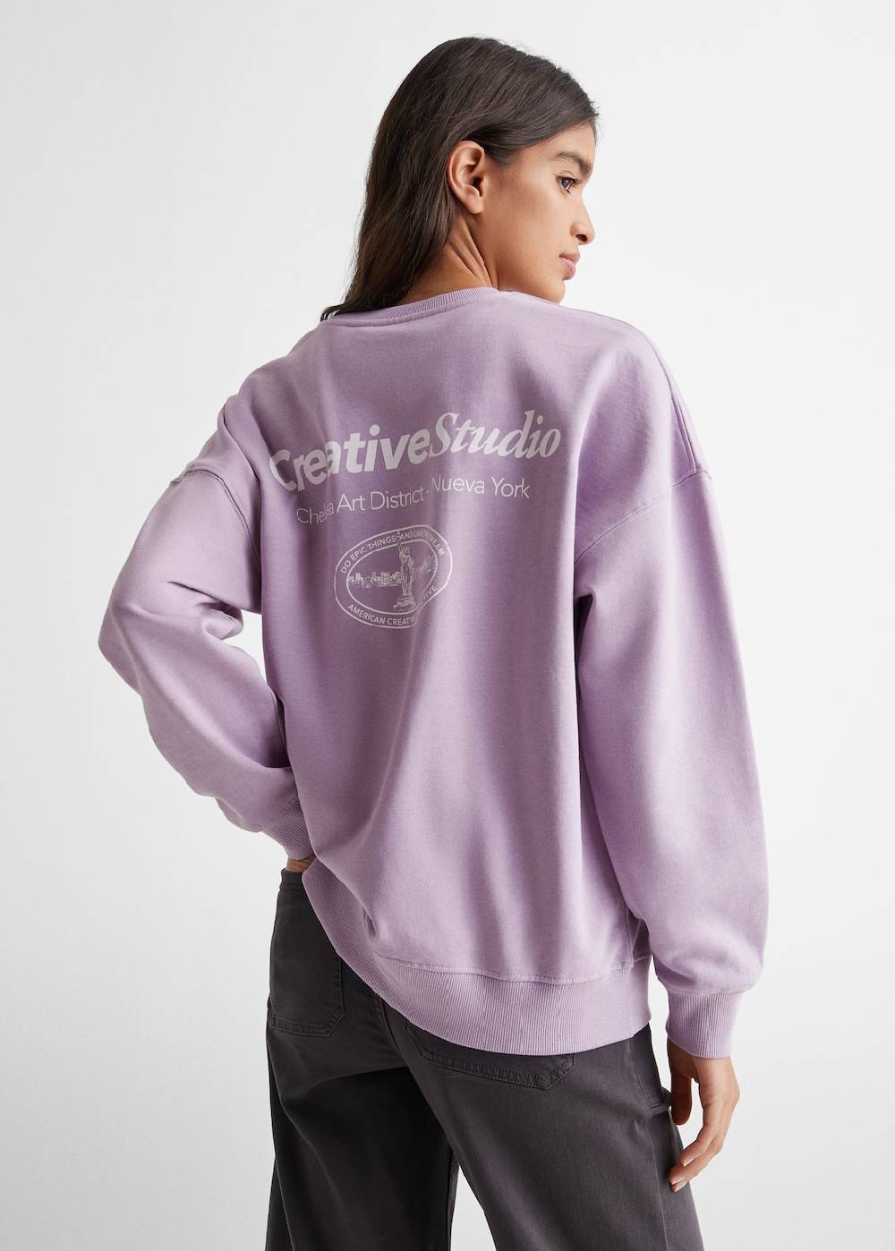 Mango Baumwoll-Sweatshirt mit Aufschrift Sonderangebote