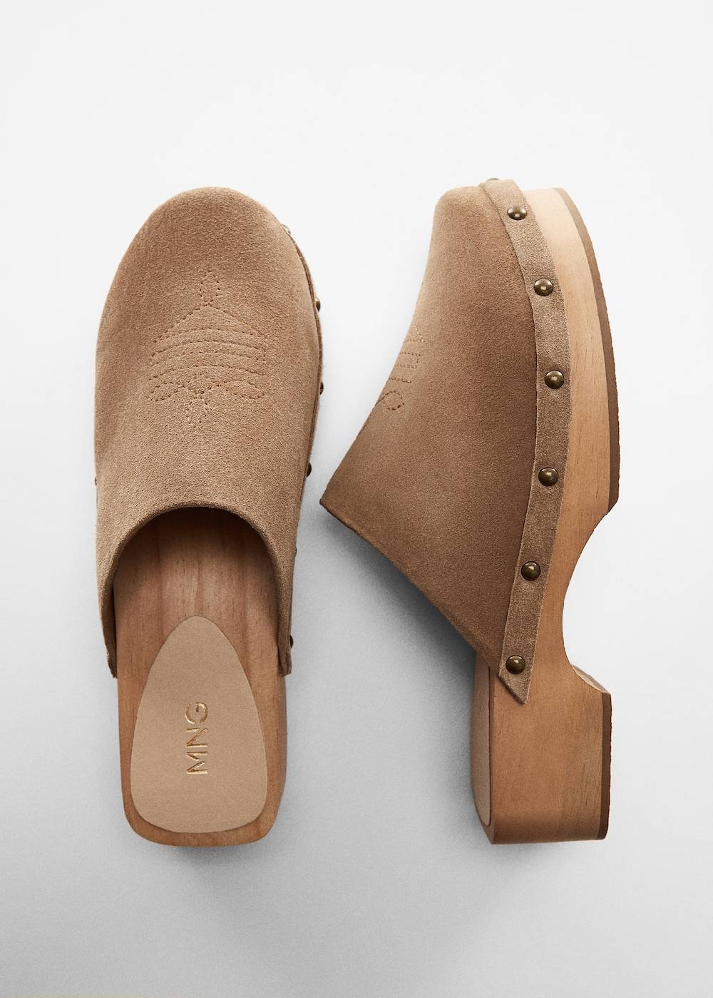 Mango Leder-Clogs mit Nieten VIP-Rabatte