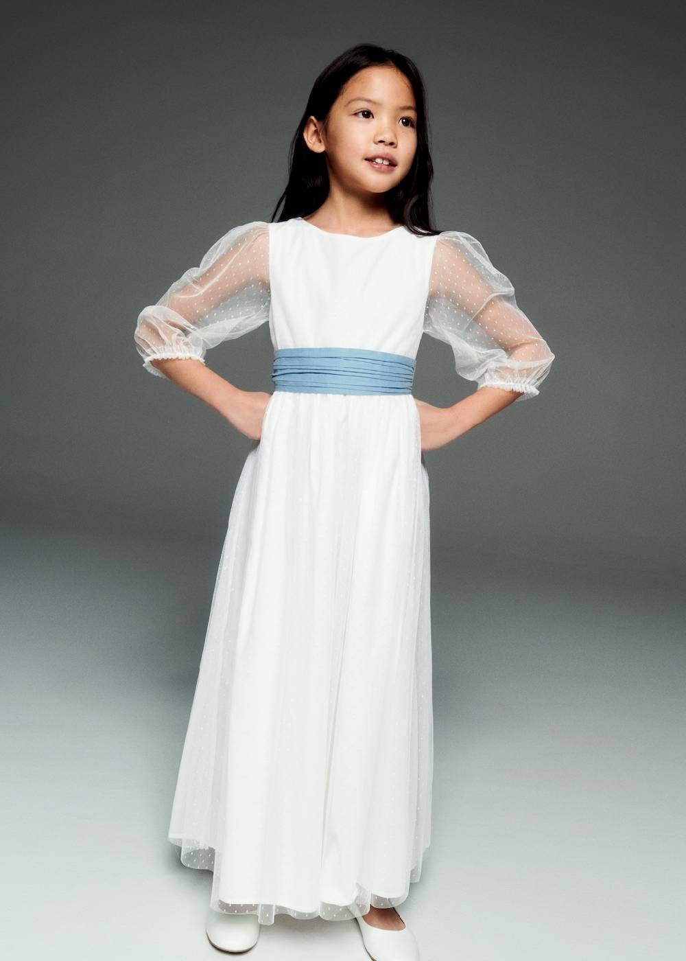 Mango Plumetis-Kleid mit Schleife Letzte 2 Tage