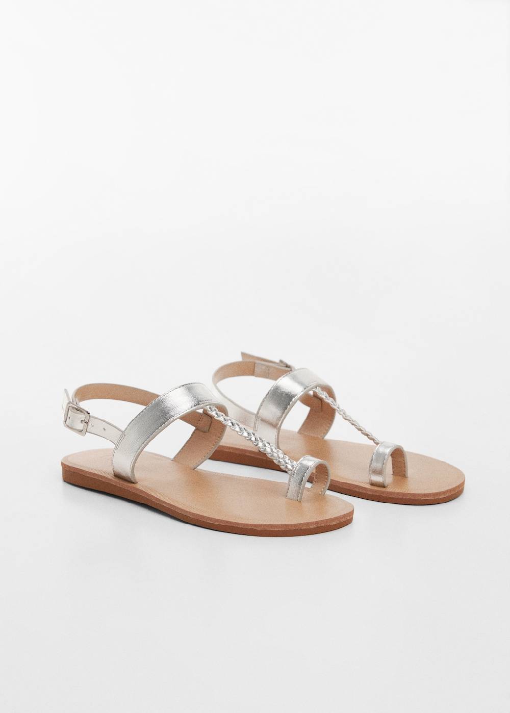 Mango Riemen-Sandale im Metallic-Look Blitzverkäufe
