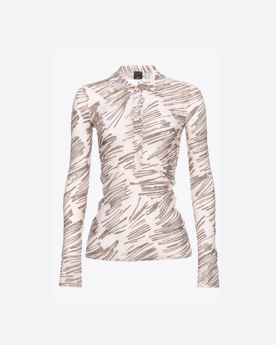 Pinko Langarm-Poloshirt mit Glitzerprint Clearance-Verkauf