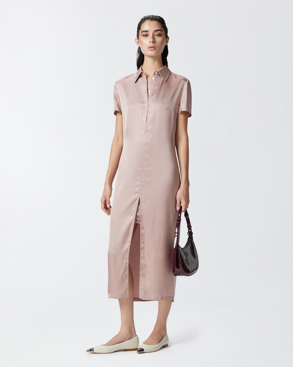 Pinko Midi-Polokleid aus gewaschenem Satin Im Verkauf