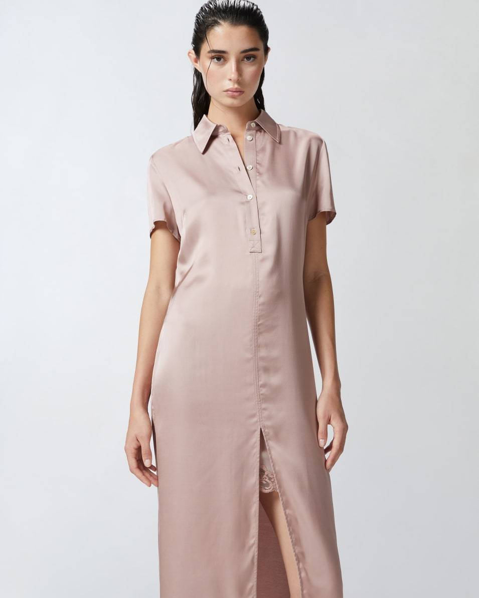 Pinko Midi-Polokleid aus gewaschenem Satin Im Verkauf