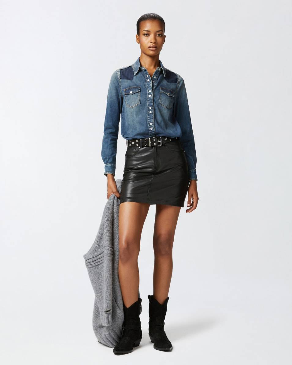 Pinko Leichtes Hemd aus blauem Twill mit Stretchanteil Rabatte dieses Monats