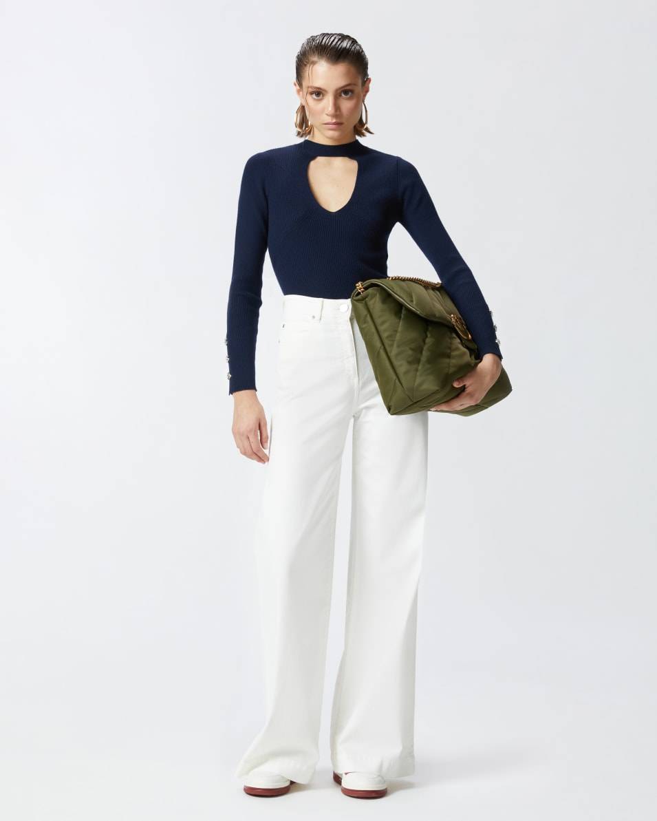 Pinko Wide-Leg-Hose aus gefärbtem Twill Fabrikverkauf