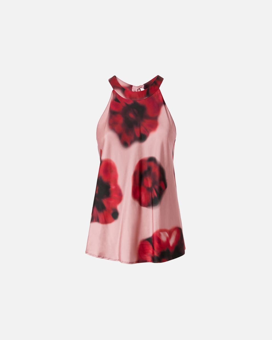 Pinko Ärmelloses Top aus Satin mit Blumenprint Sonderangebot