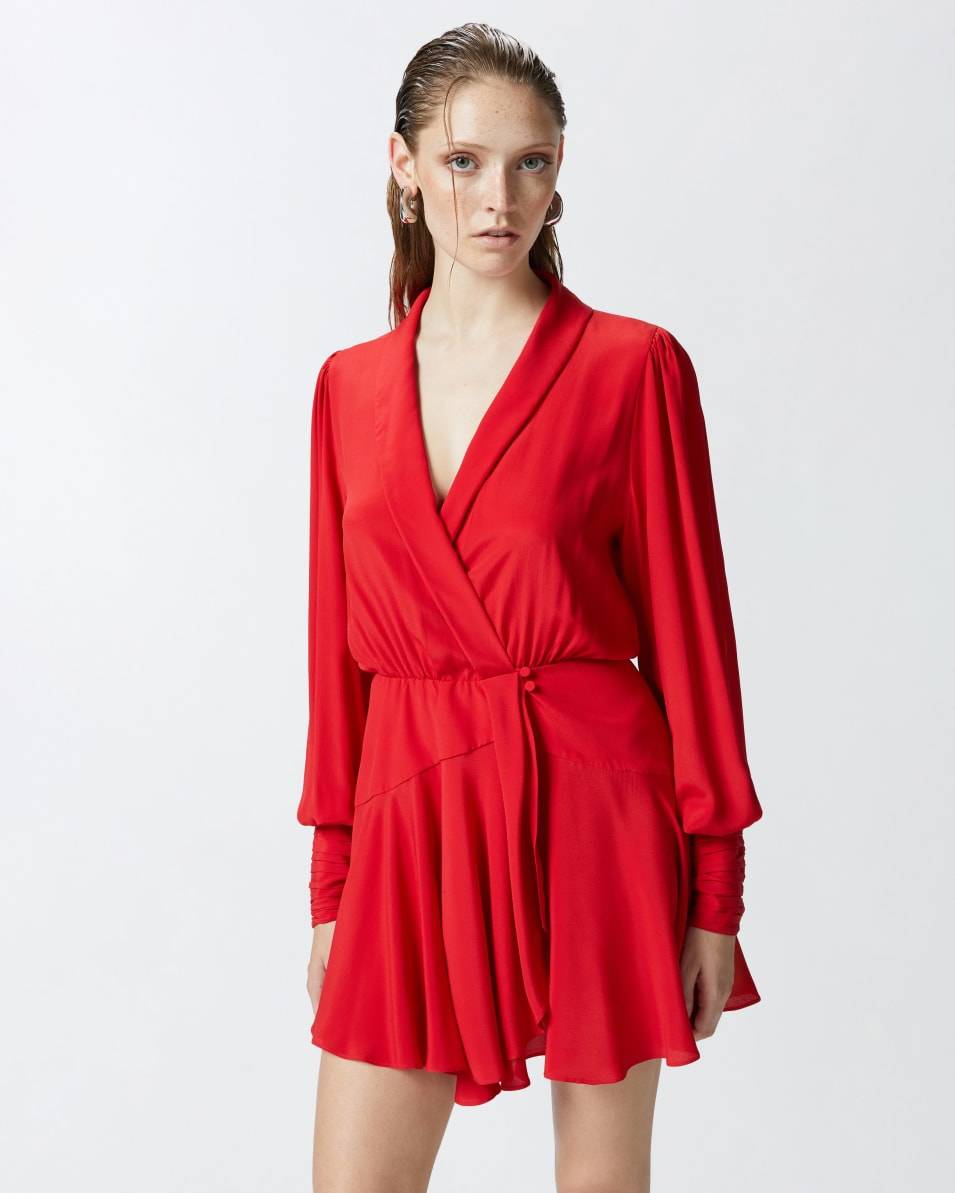 Pinko Kurzes Kleid aus Seidenmix mit tiefem Ausschnitt Günstig kaufen