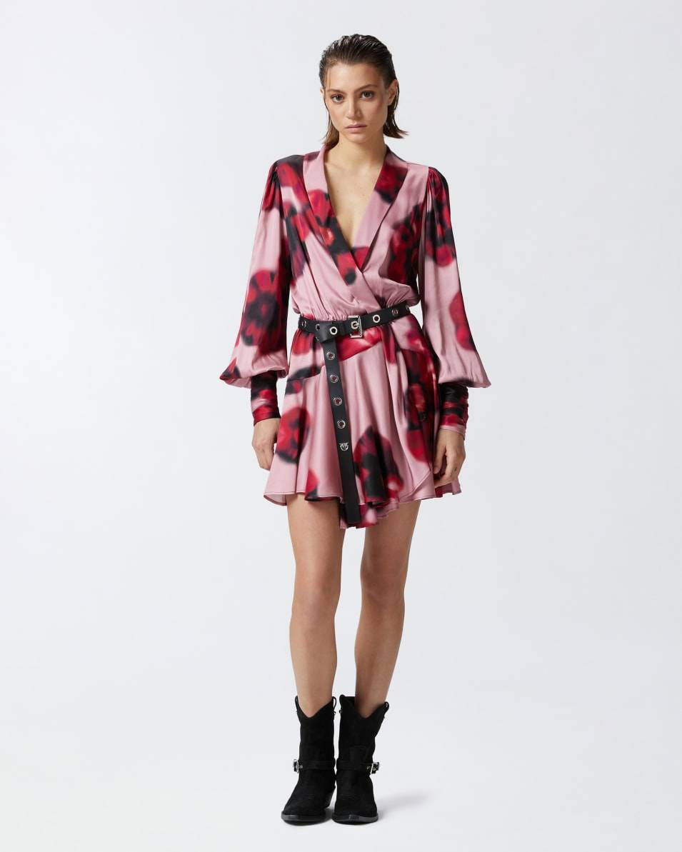 Pinko Tief ausgeschnittenes Minikleid mit Blumenprint Versandkostenfrei