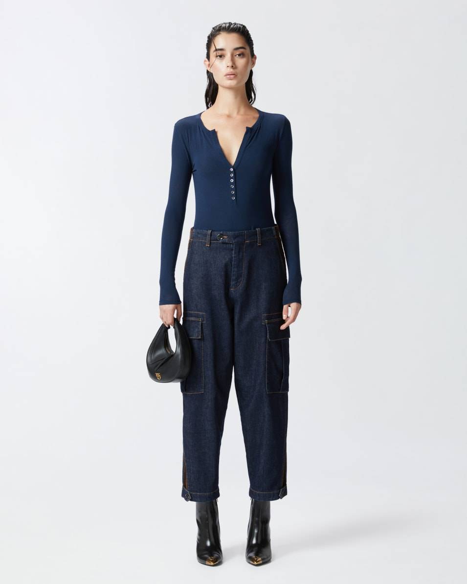 Pinko Dunkelblaue Cargo-Jeans mit Maxitaschen Online Shopping