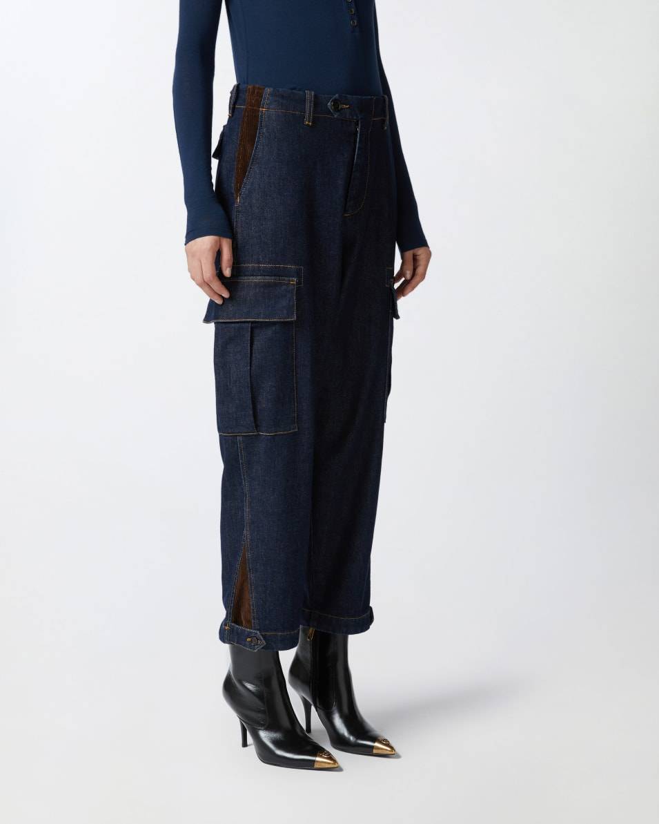 Pinko Dunkelblaue Cargo-Jeans mit Maxitaschen Online Shopping