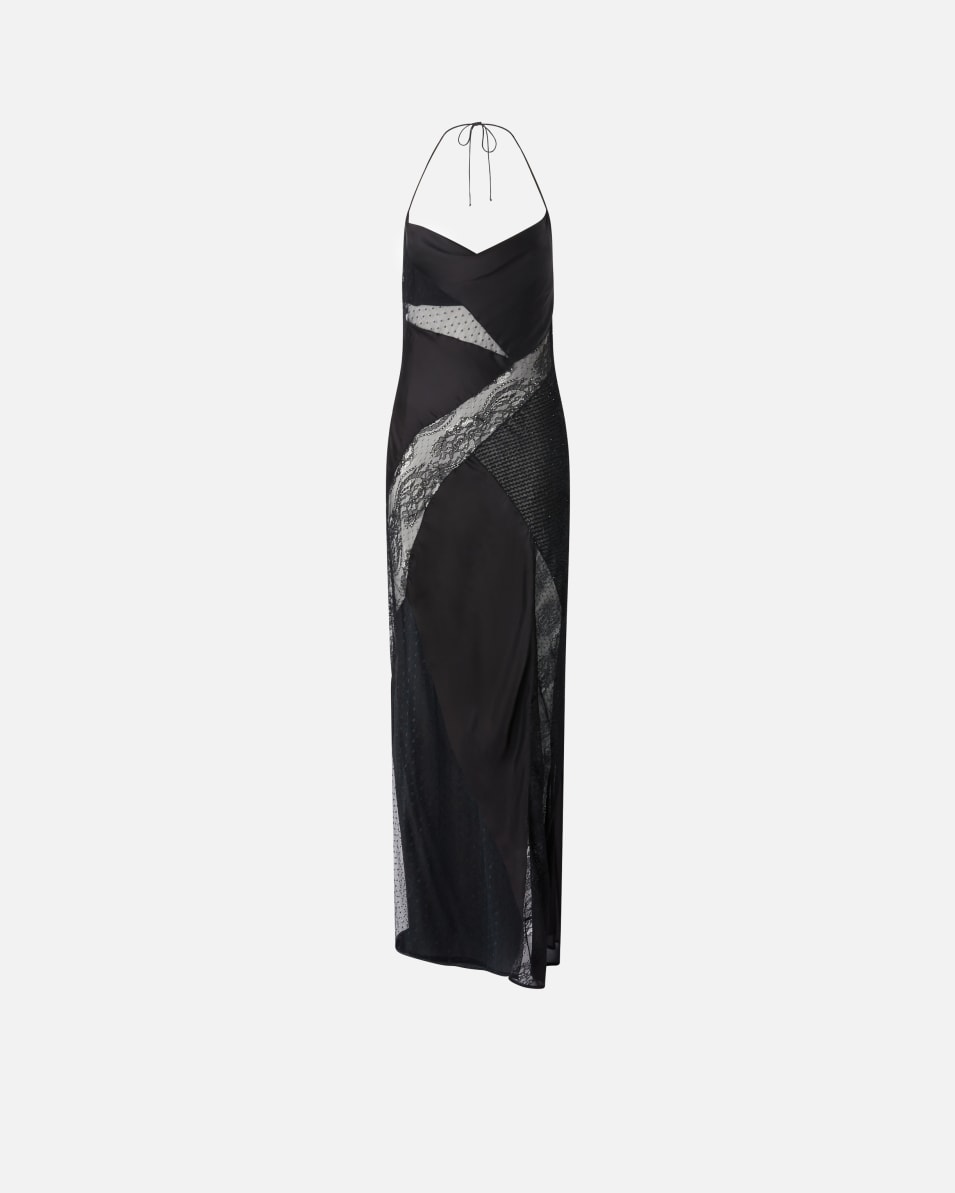 Pinko Elegantes langes Patchwork-Kleid Preisnachlass