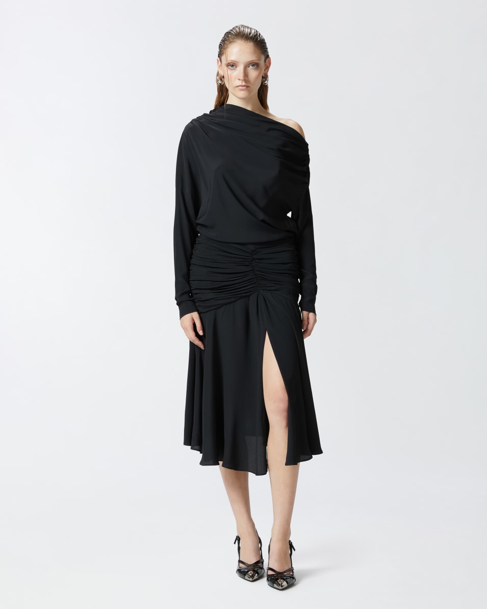 Pinko Crêpe-Midikleid mit Drapierungen aus Seidenmix Saisonschlussverkauf