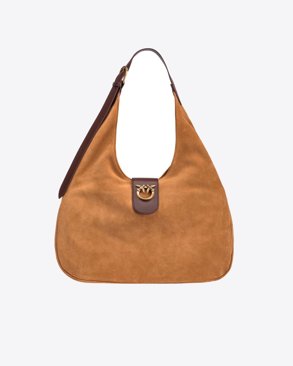 Pinko Big Hobo Bag aus Veloursleder und Leder Speichern exportieren