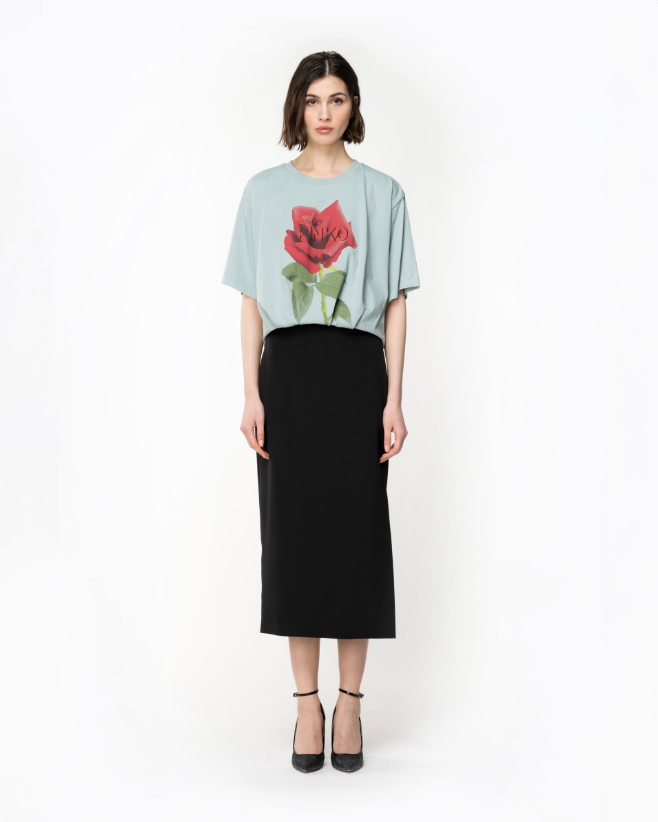 Pinko Cropped-T-Shirt mit Rosen-Print Im Verkauf