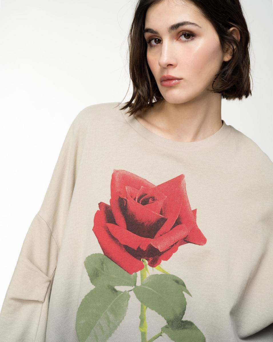Pinko Farbverlauf-Sweatshirt mit Rosen-Print Online