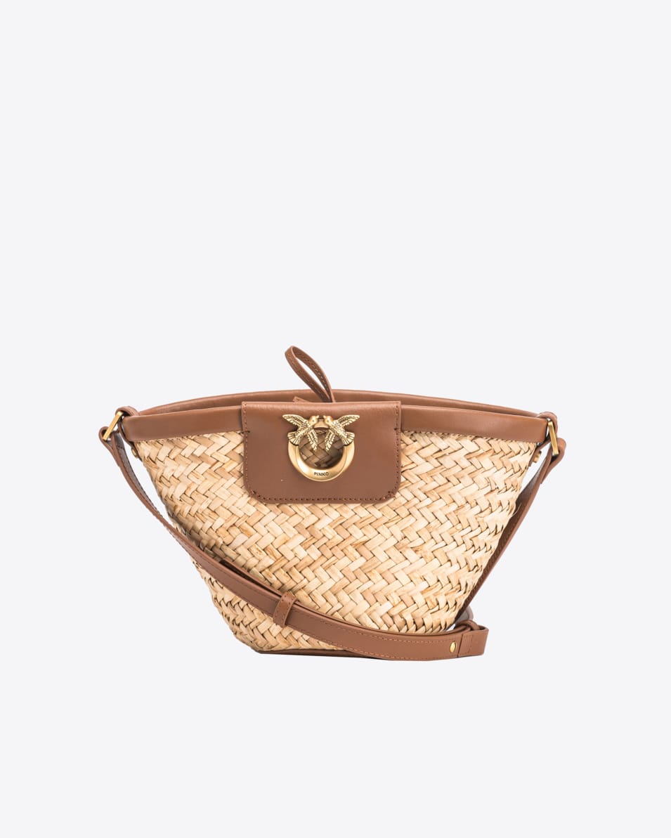 Pinko Tasche Love Summer Bucket Bag aus Bast Kostenloser Versand