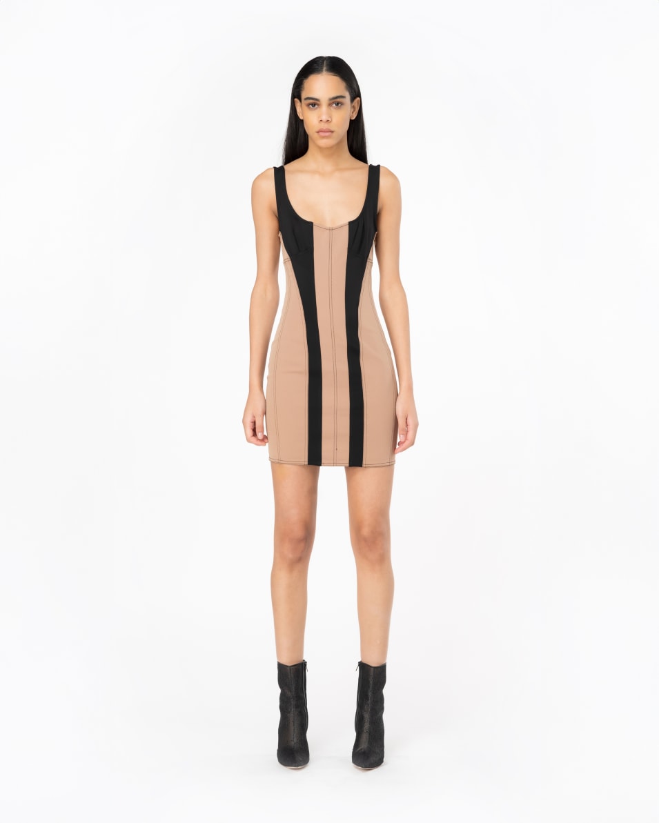 Pinko Anliegendes Bimaterial-Minikleid Valentinstagsangebot